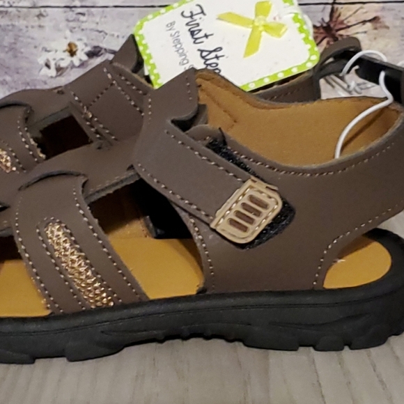 NWT First Steps by Stepping Stones Fisherman Sandals Brown Size 10 (CS322) - Picture 8 of 8